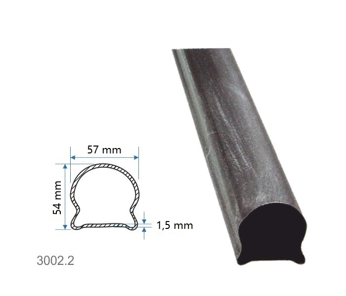 Madlová tyč dutá 57x54x1,5mm, hladká, 3000mm, cena za KUS