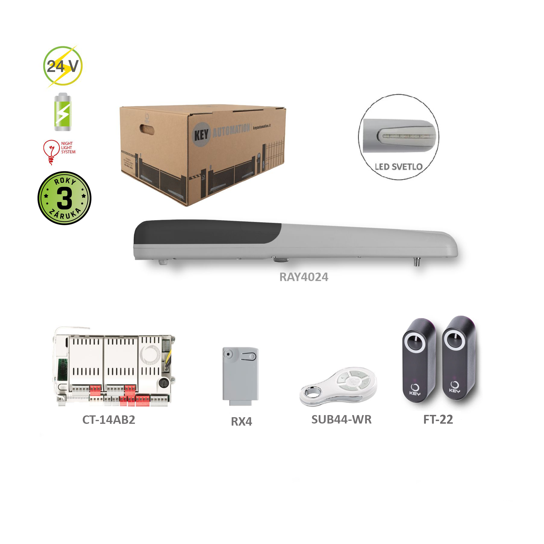 RAY42 KIT pro jednokřídlovou bránu do 4m/křídlo