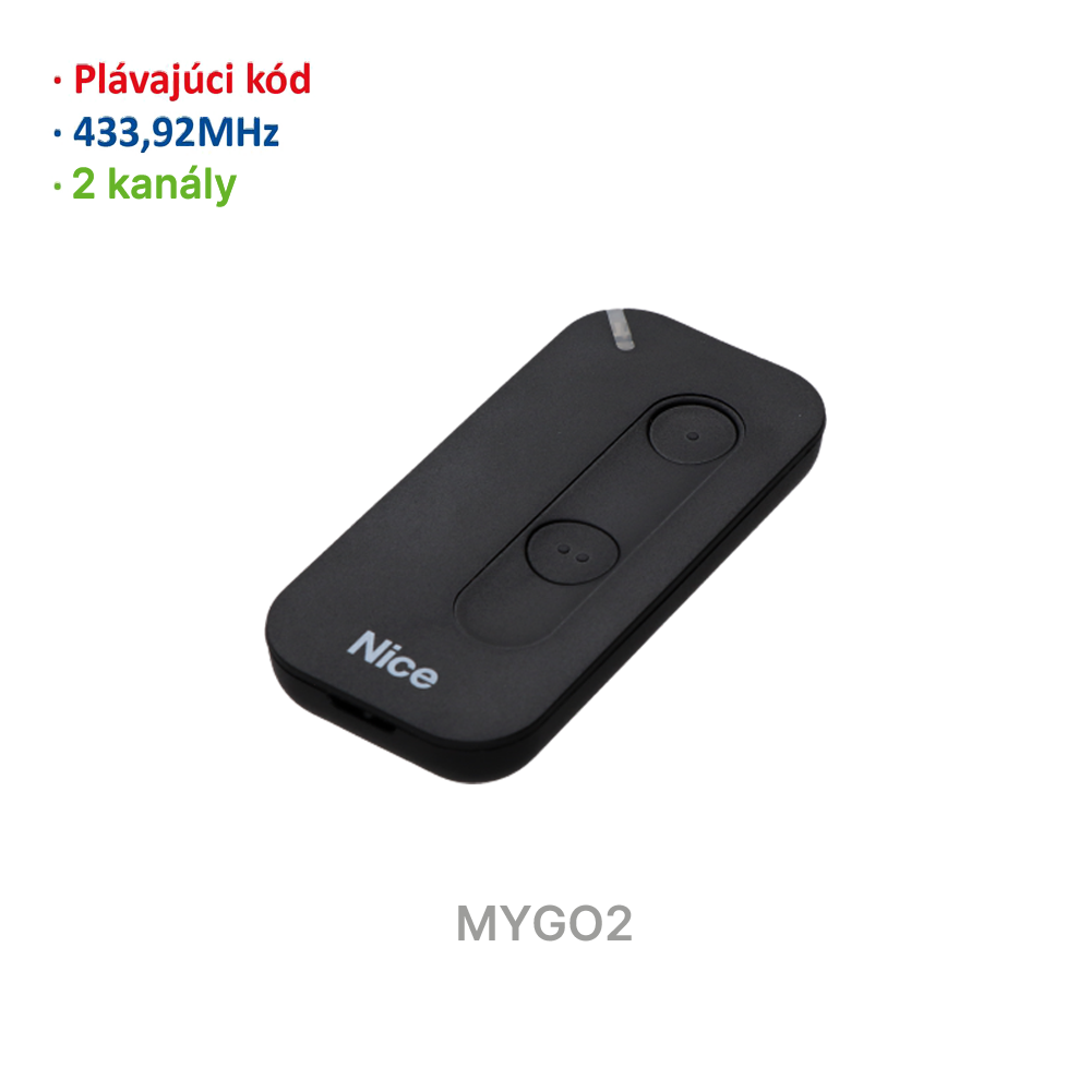 Vysílač 2kanálový, 433MHz, plovoucí kód, černý