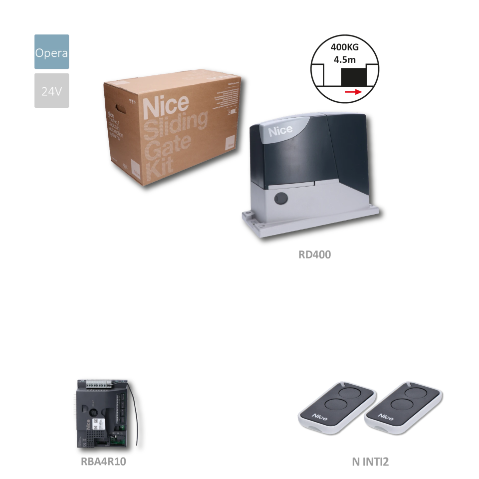 ROAD400KIT sada pohonu pro posuvné brány do 4,5 m/400 kg