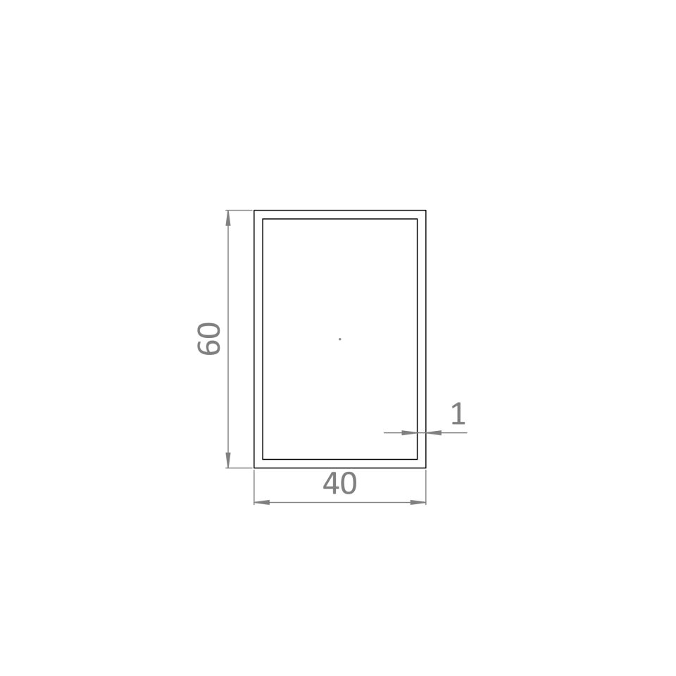 Hliníkový profil 60 x 40 x 1 x 6000 mm, štruktúra BUK