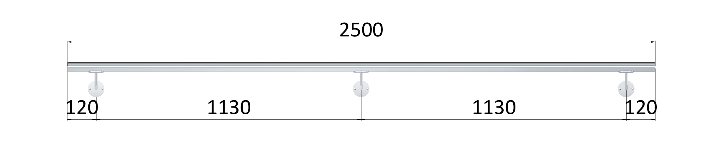 Madlo ø 42.4mm, L-2500mm, leštěná nerez AISI304