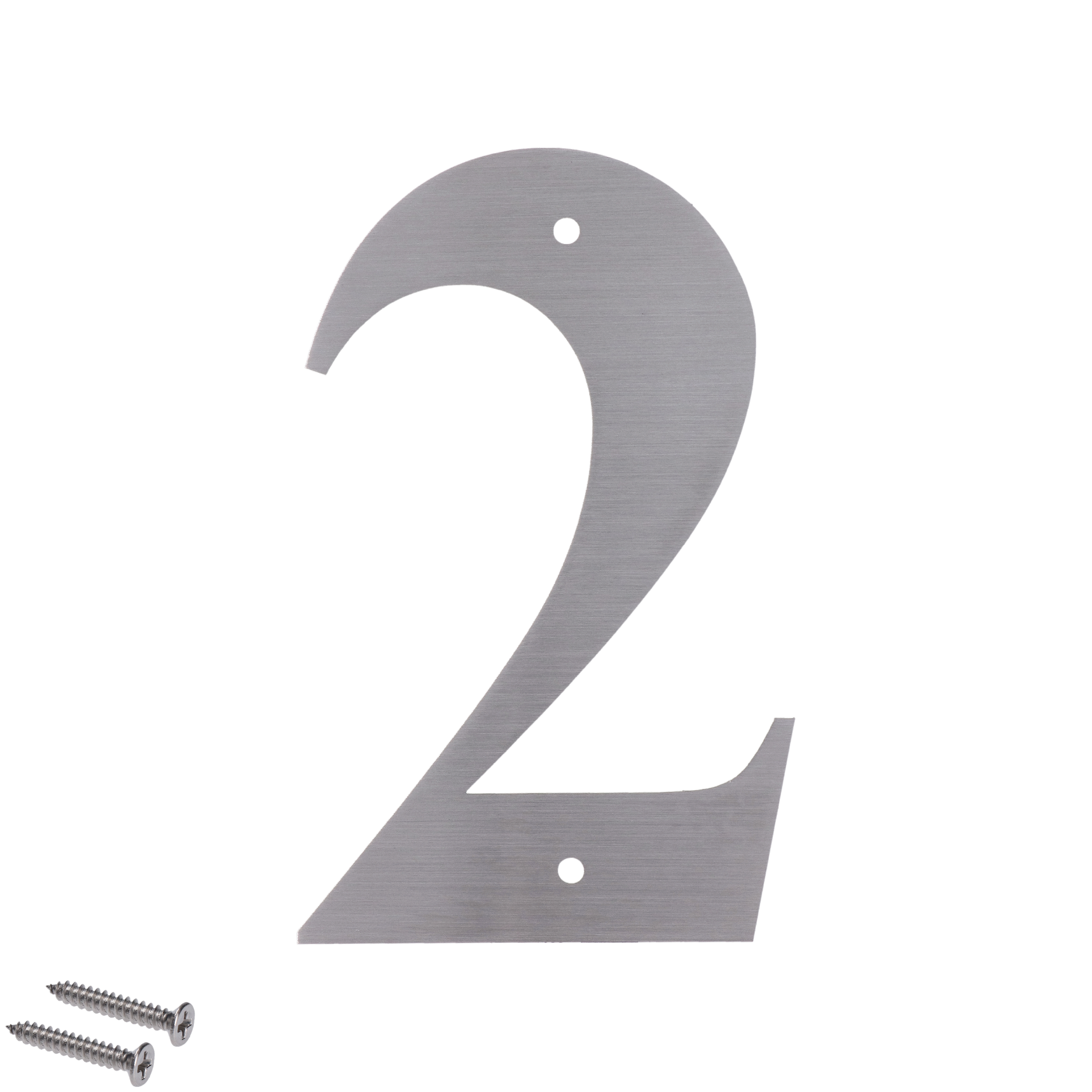 Číslo domovní 2, s otvory, broušená nerez AISI304