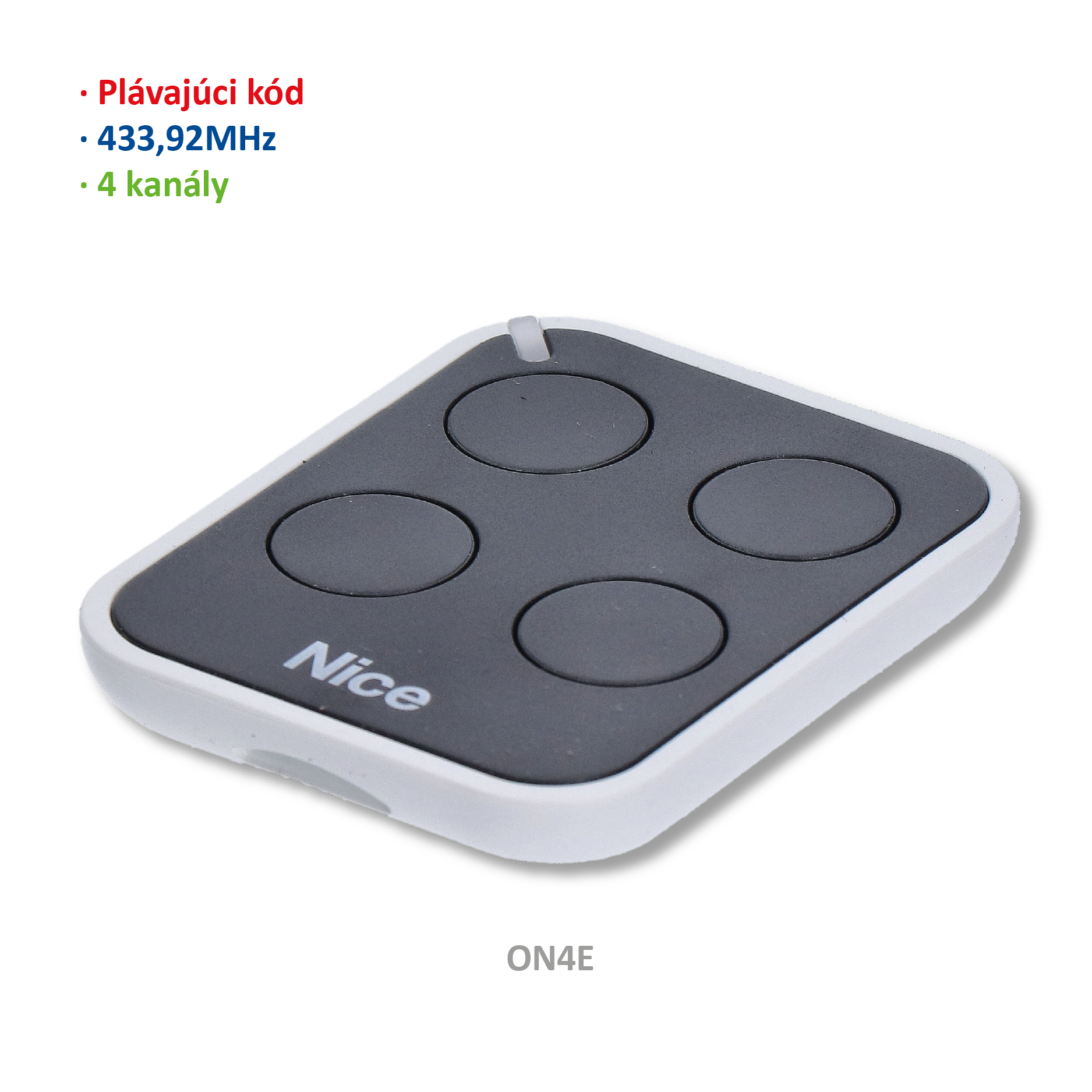 Vysílač 4kanálový, 433MHz, plovoucí kód, černý