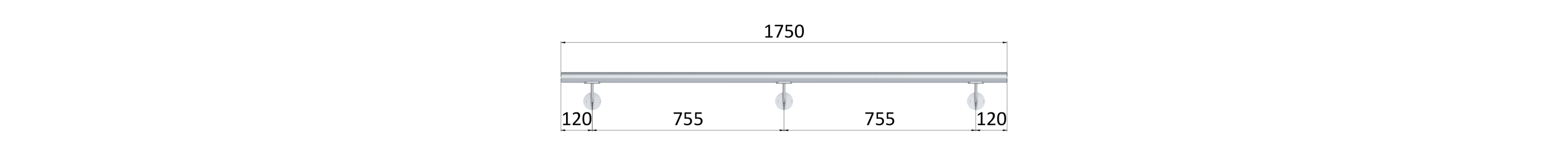 Madlo ø 42.4mm, L-1750mm, broušená nerez AISI316