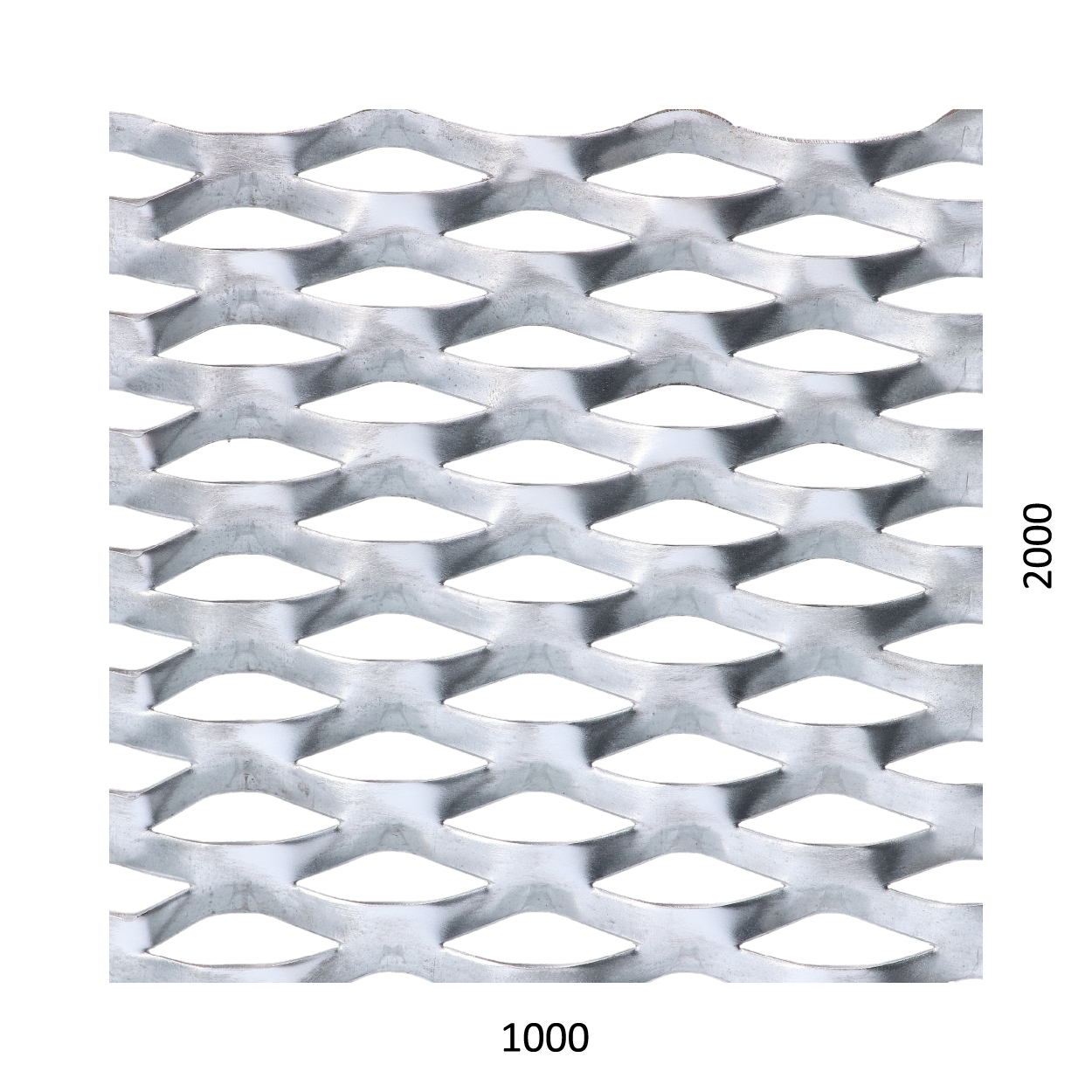 Tahokov Zn kosočtvorcové oko: 62 x 25 mm, můstek: 9 mm (1000x2000 x 1,5 mm)