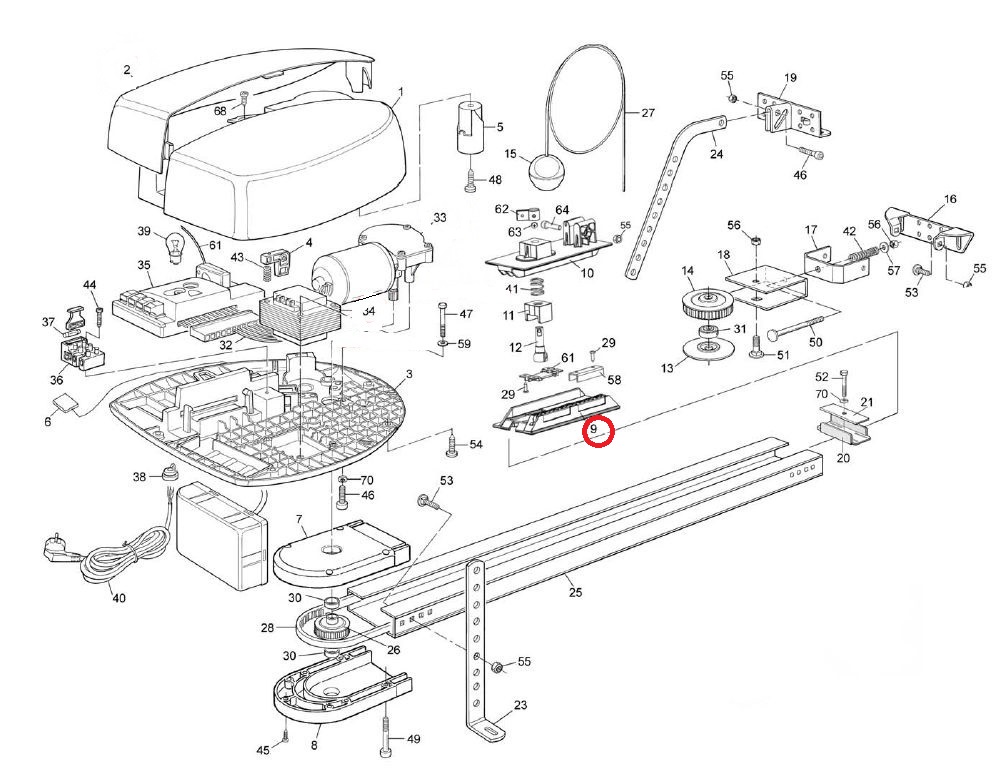 PPD1579.4540 bežec horní plastový se spojkou na řemen pro SPIN11/ SPIN21/ SPIN22/ SPIN23