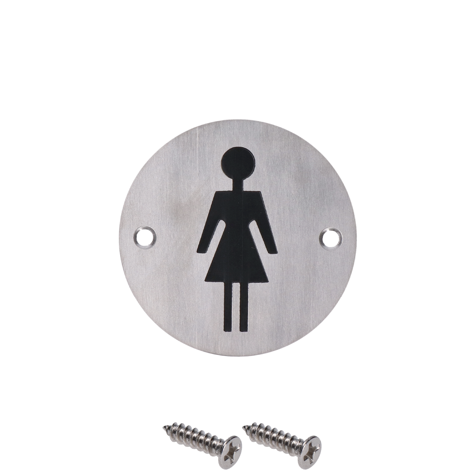 Piktogram `Dámy`, kulatý, broušená nerez AISI304