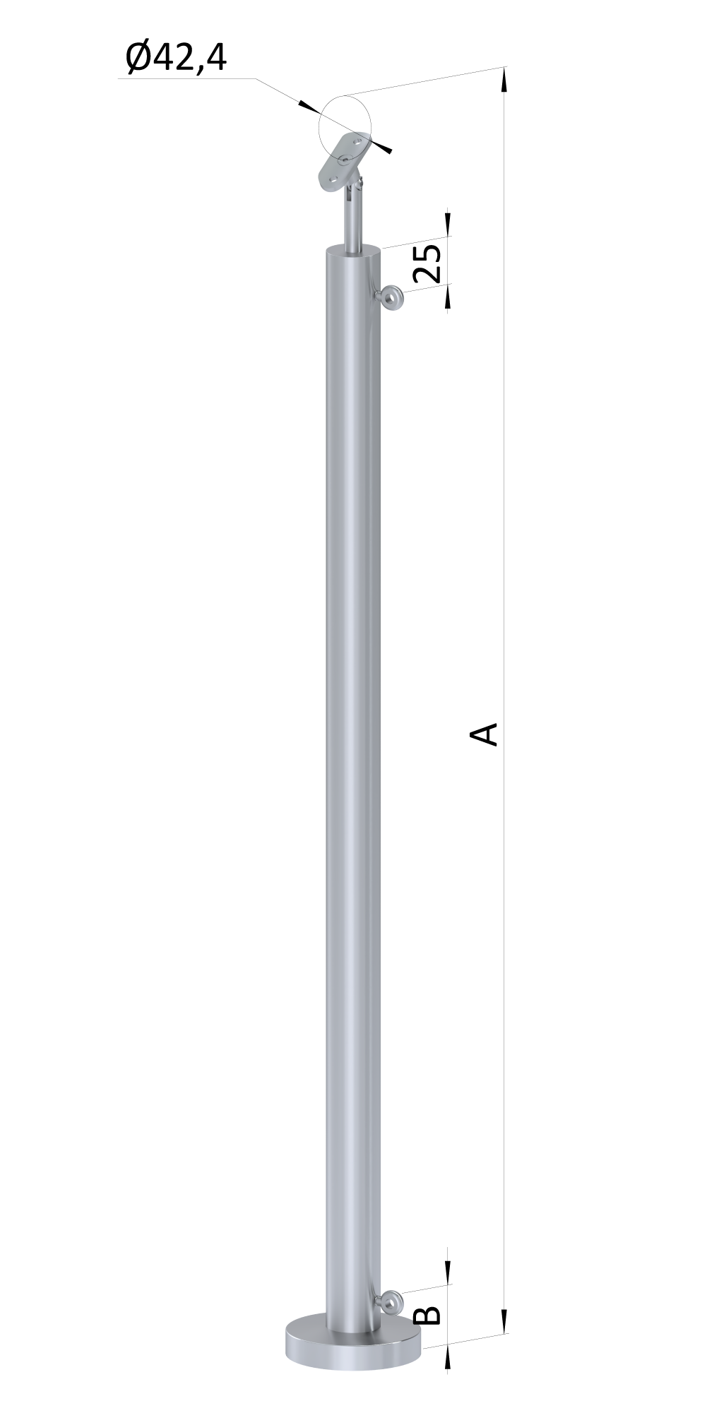 Nerezový sloup, vrchní kotvení, pro síť