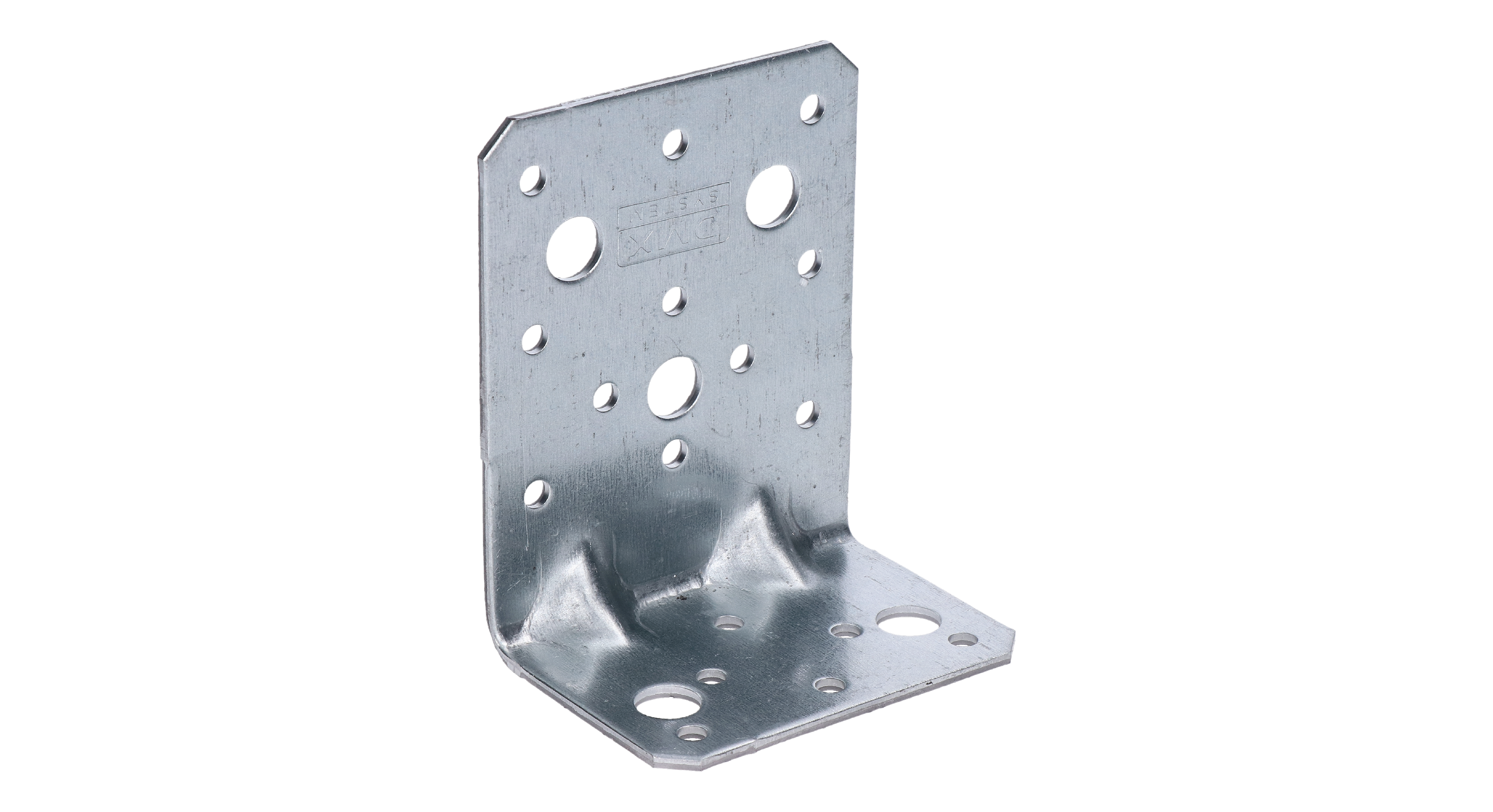 úhelník s prolisem 95x53x75mm, 2,5mm, pozink, díry průměr 5mm-17ks, 11mm-5ks