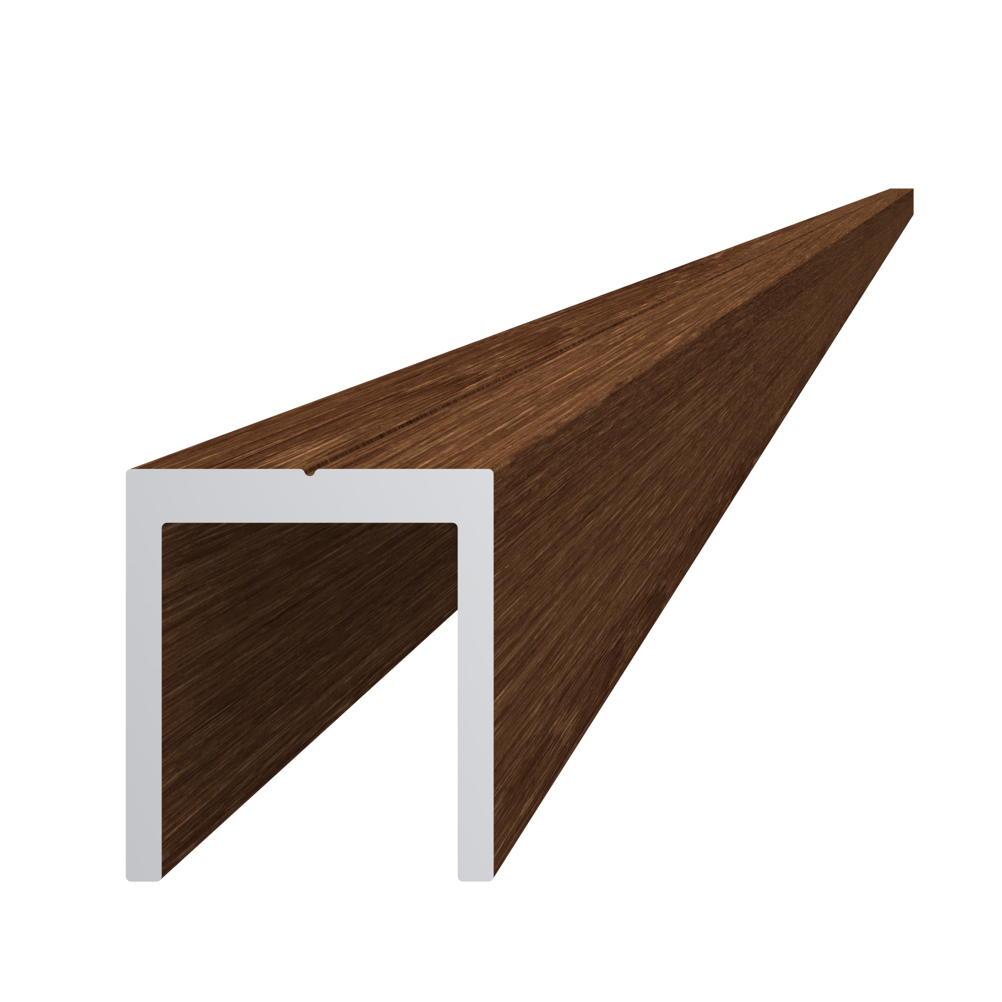 U profil 20.5x22mm, L-6000mm, práškový lak, struktura OŘECH