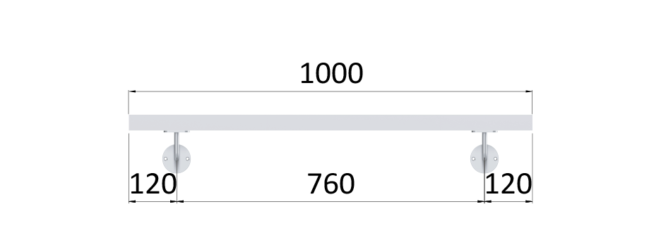 Madlo 40x40mm, L-1000mm, broušená nerez AISI304