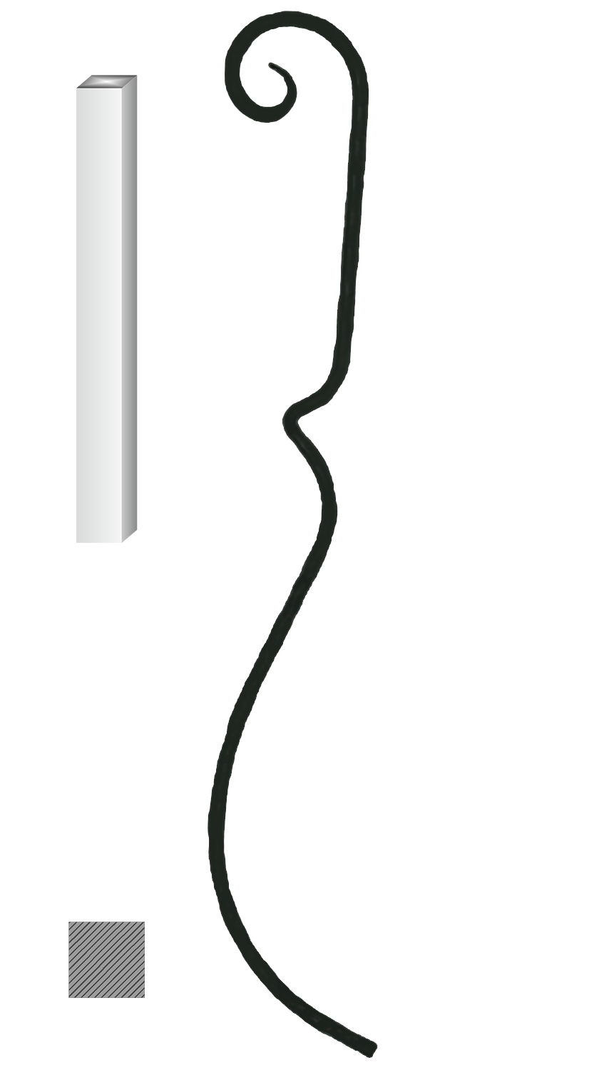 Tyč 12 x 12 mm, 1000 x 170 mm