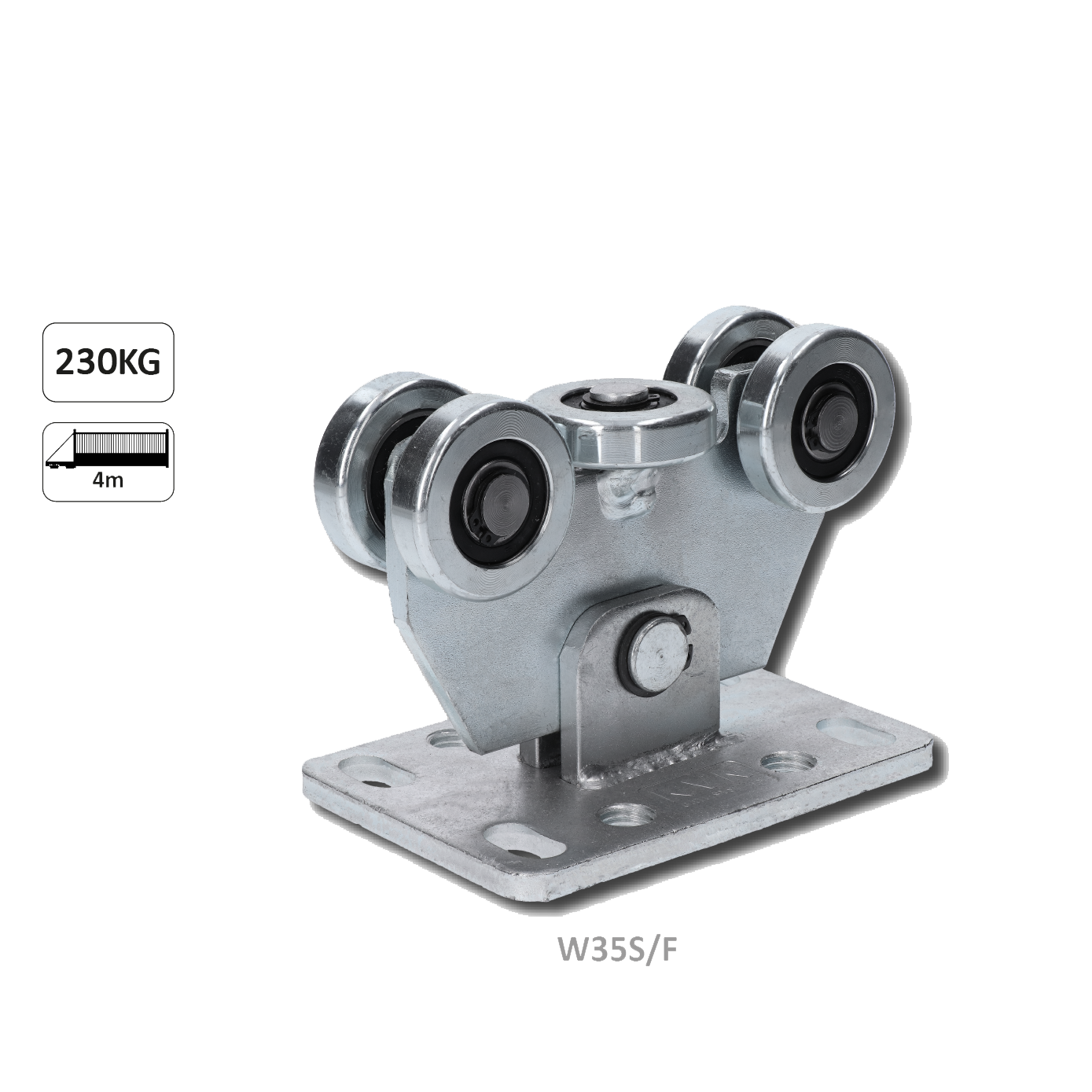 Vozík do 230 kg, pevný, profil 60 × 60 mm, pozinkovaný