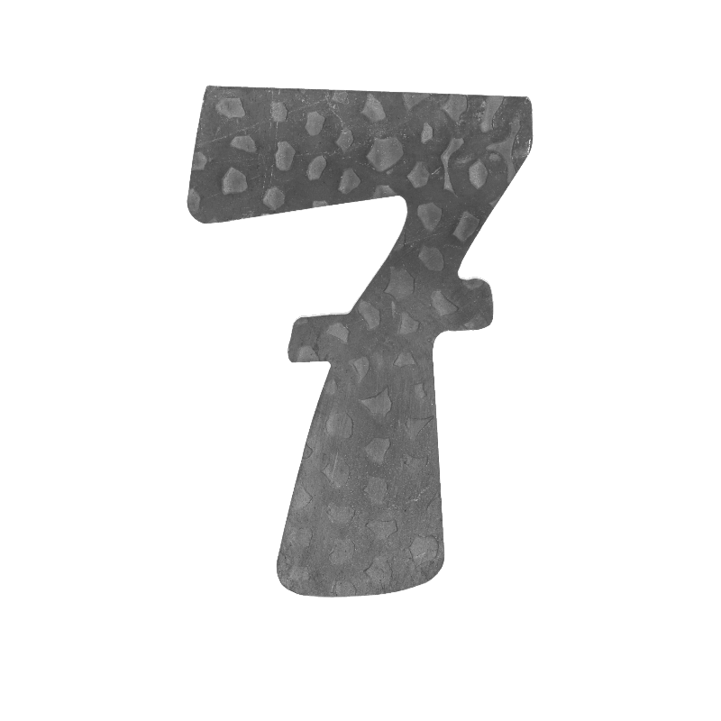 Číslo domové 7, 120x80x3mm, zdobené, bez povrchovej úpravy