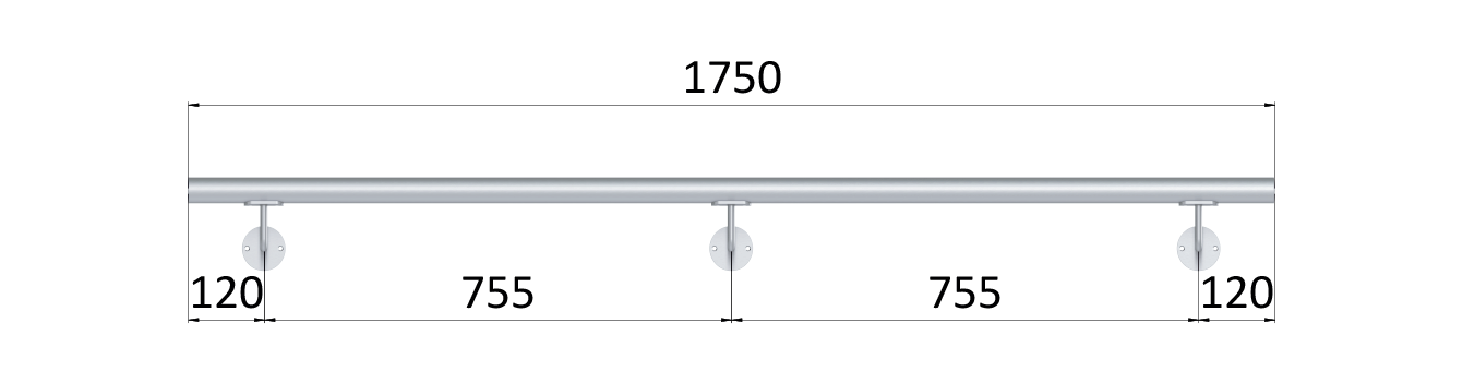 Madlo ø 42.4mm, L-1750mm, broušená nerez AISI304