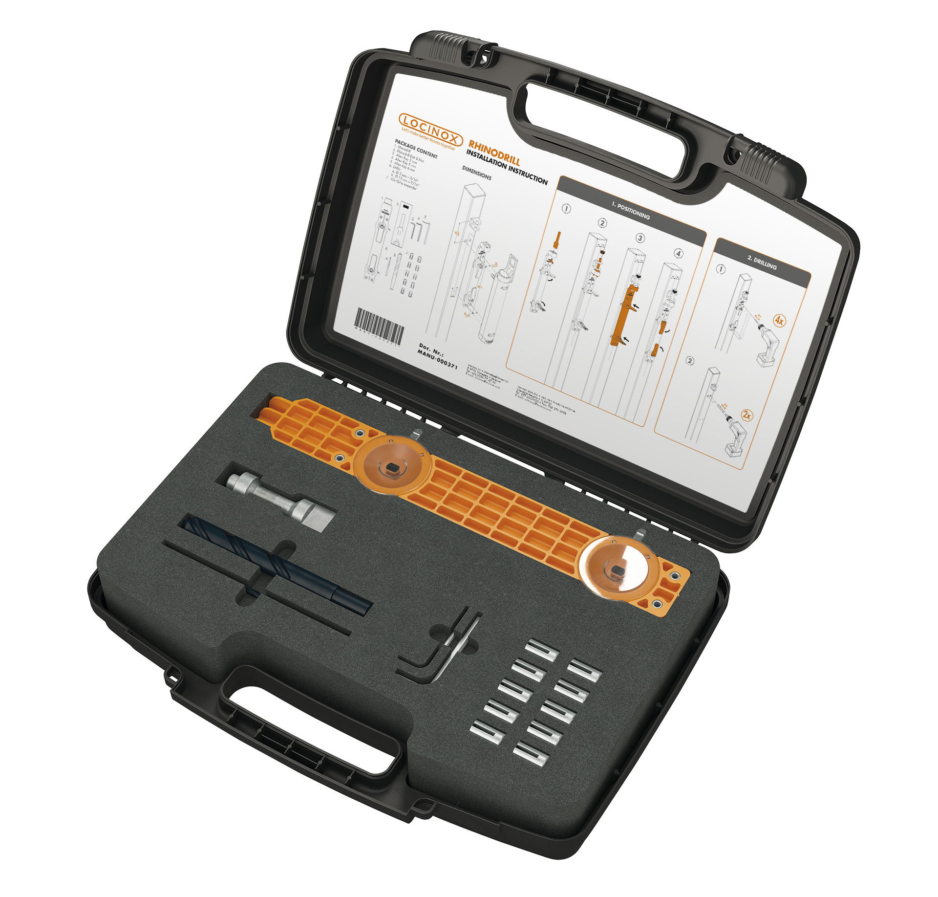 LOCINOX® RHINODRILL - sada nářadí pro montáž zavírače vrat RHINO