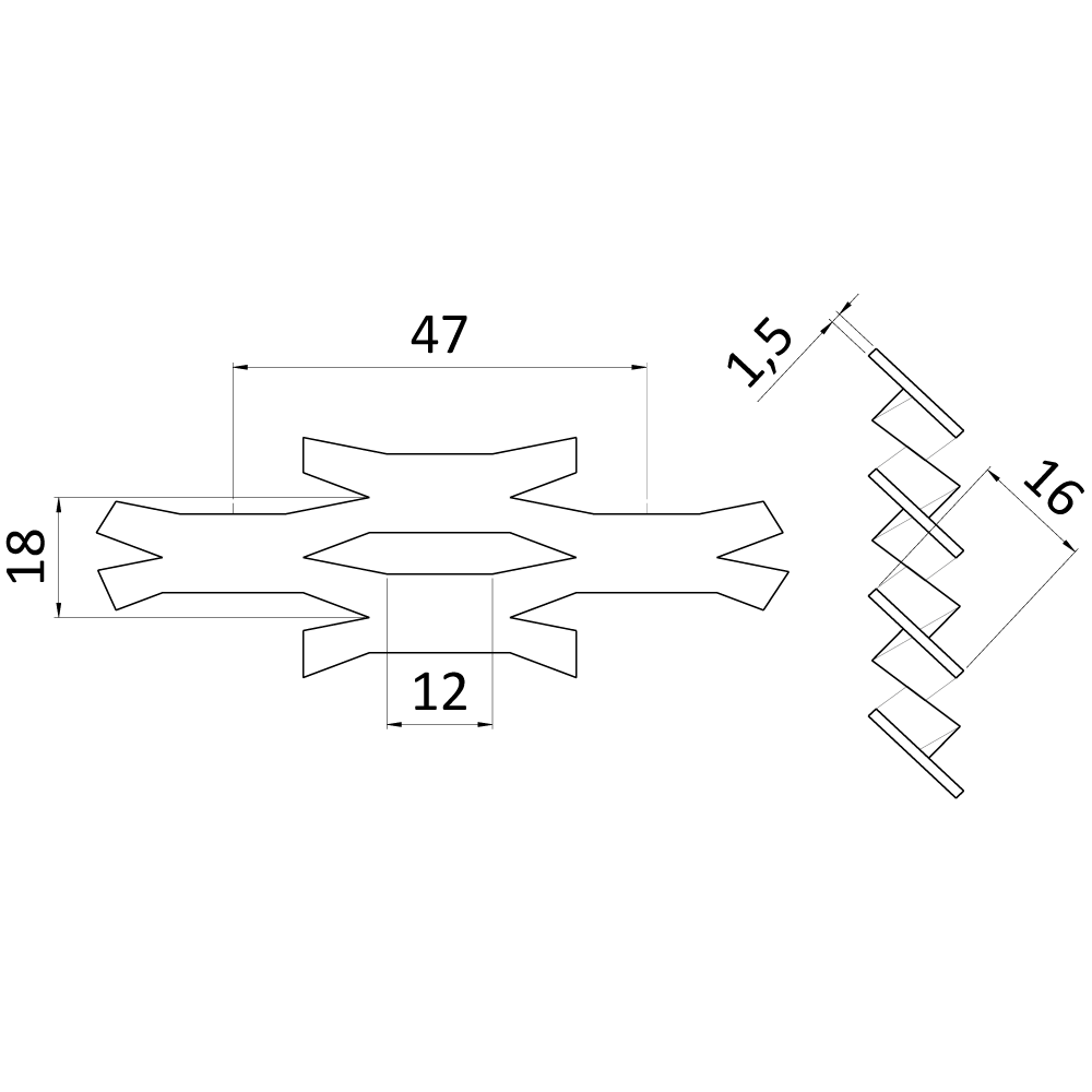 Poškodený ťahokov Fe, 1000 x 2000 x 1,5 mm, oko 47 x 18 mm