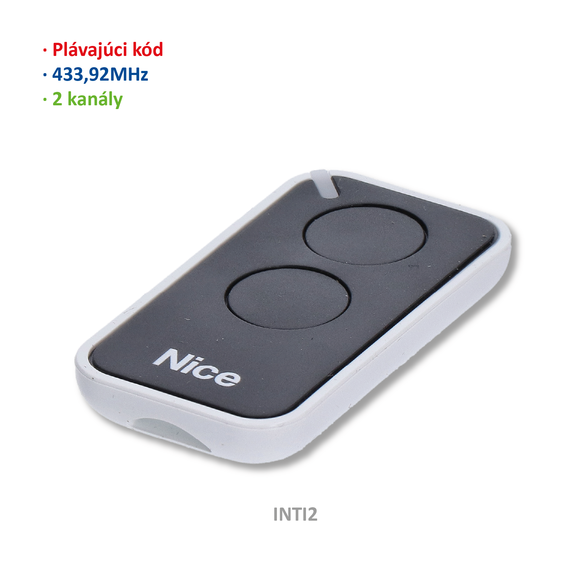 Vysílač ERA 2kanálový 433MHz, plovoucí kód, černý