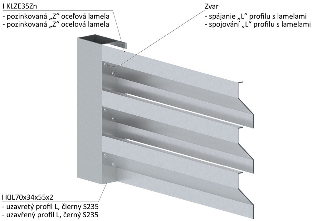 Z profil lamela 23 x 40 x 20 x 1,5 x 3000 mm, pozink