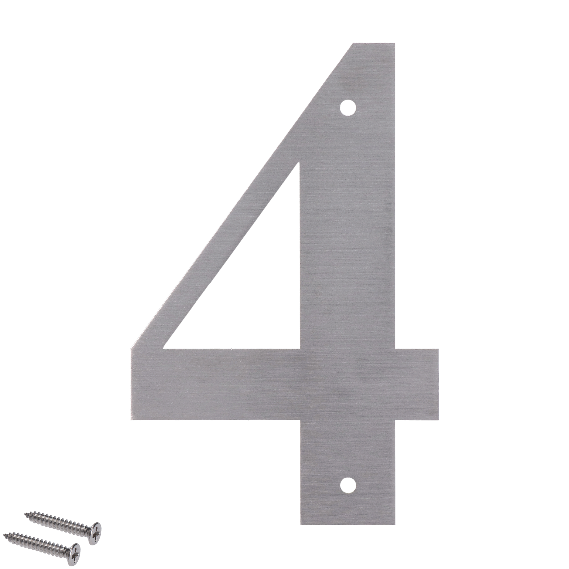 Číslo domovní 4, s otvory, broušená nerez AISI304