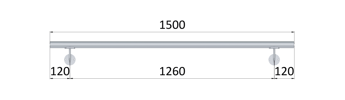 Madlo ø 42.4mm, L-1500mm, broušená nerez AISI304