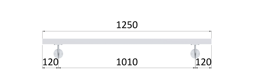 Madlo 40x40mm, L-1250mm, broušená nerez AISI304