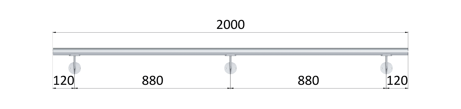 Madlo ø 42.4mm, L-2000mm, broušená nerez AISI304