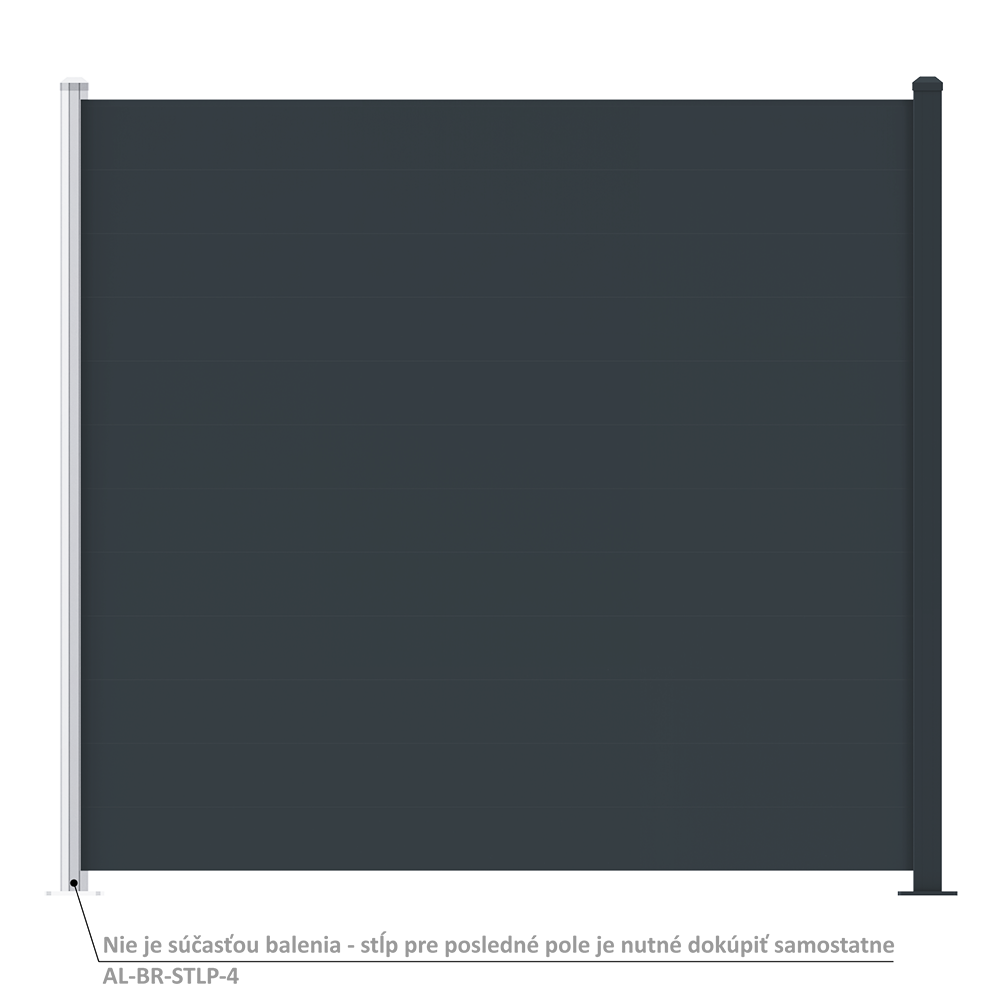 Plotové pole, hliníkové, šířkově nastavitelné, 2000 x 1749 mm