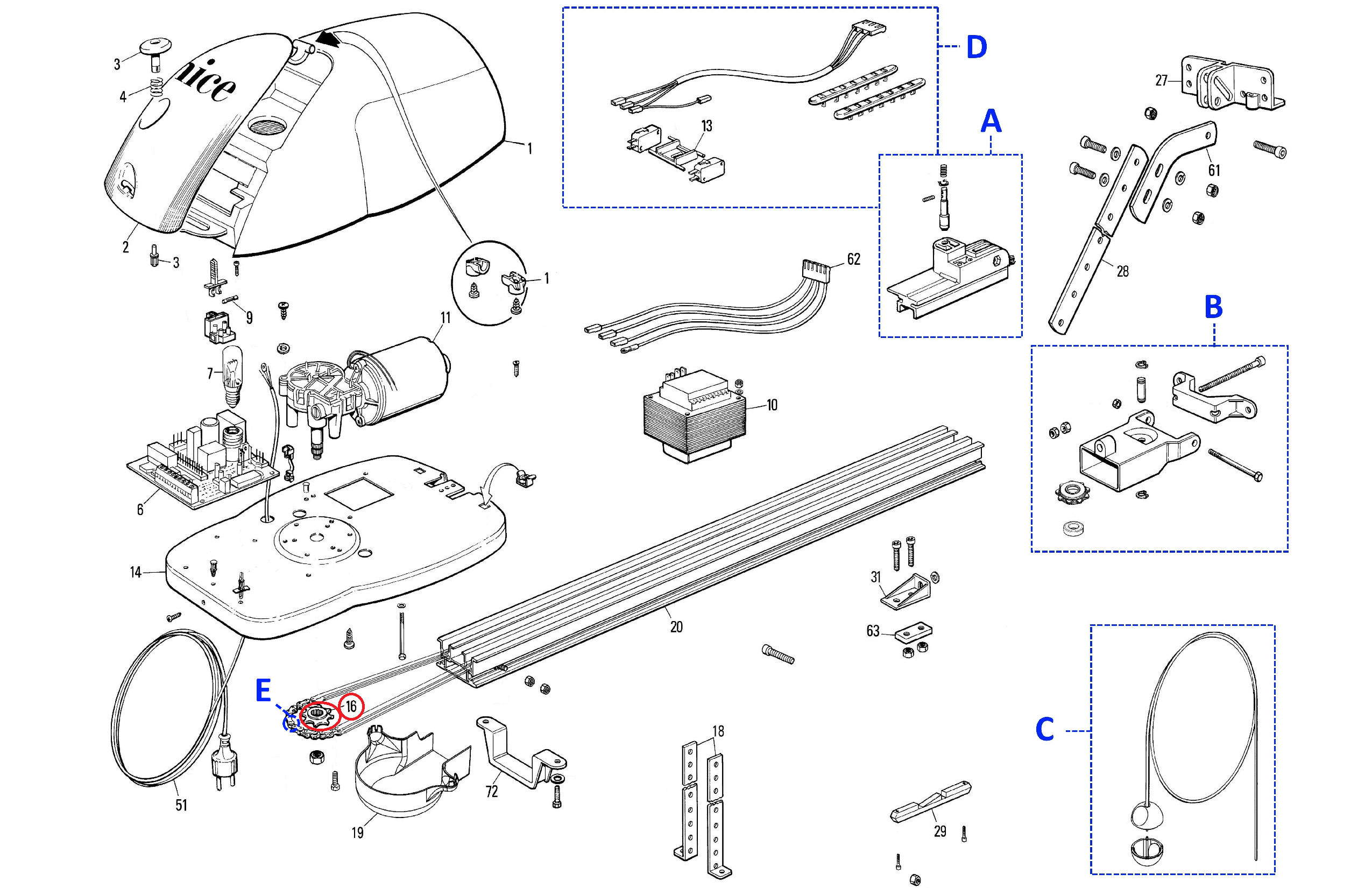 PMD0153B.4610 ozubené kolečko pro řetěz dráhy pro SPIDO/SPIDER