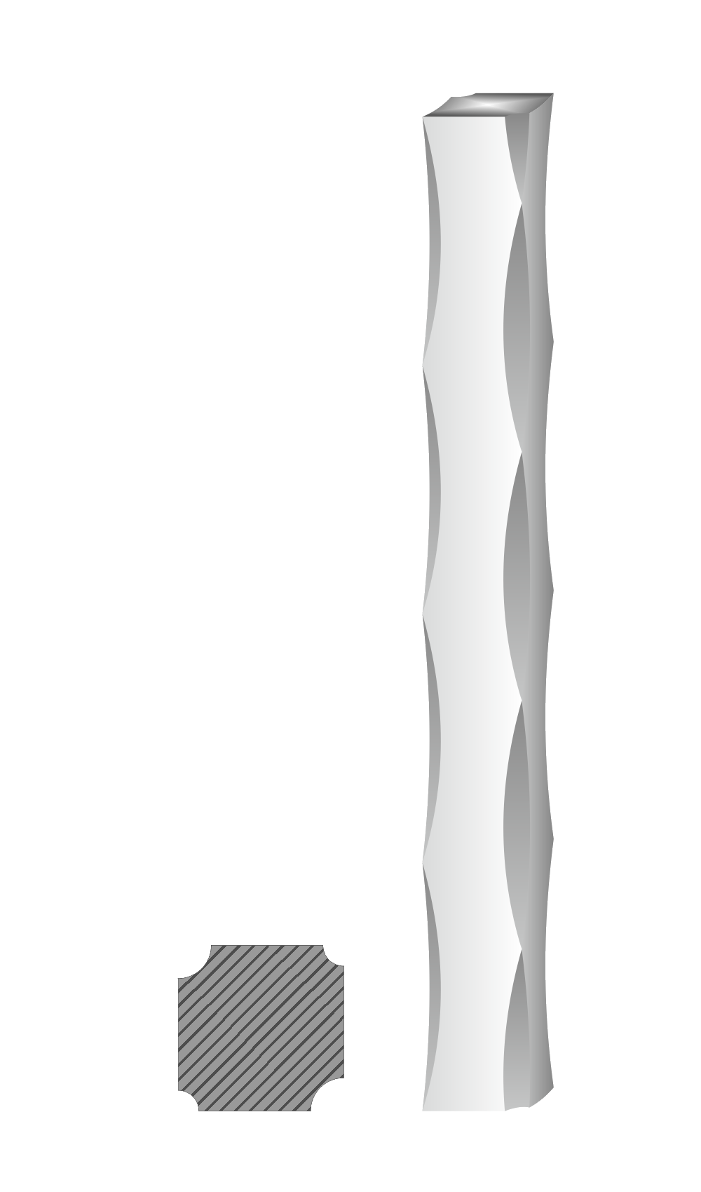 Tyč štvorcová plná 16x16mm, čierna S235, zdobená po hranách L=3000mm, cena za 1ks(3m)