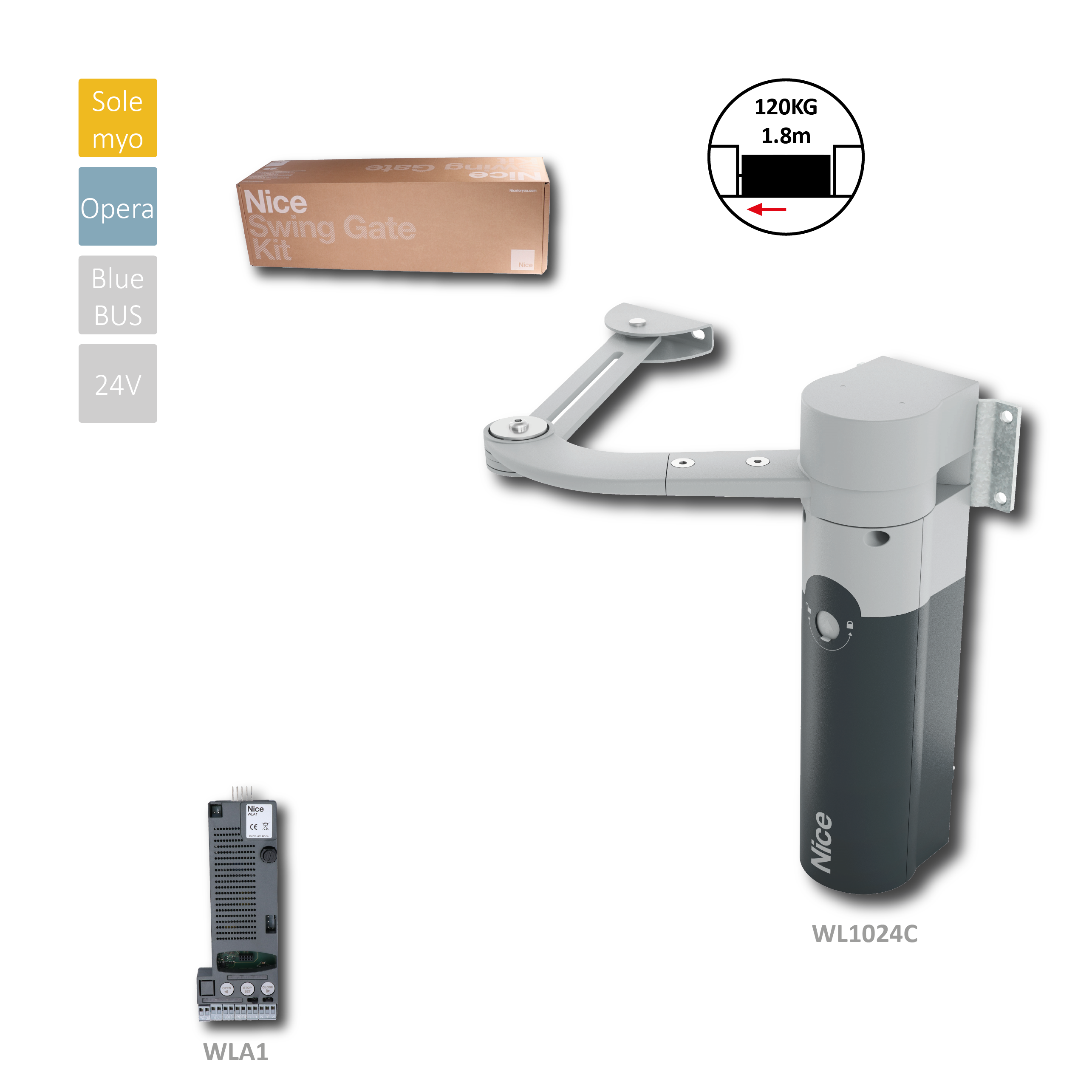 Walky1024C samostatný pákový pohon pro křídlovou bránu WL1024C