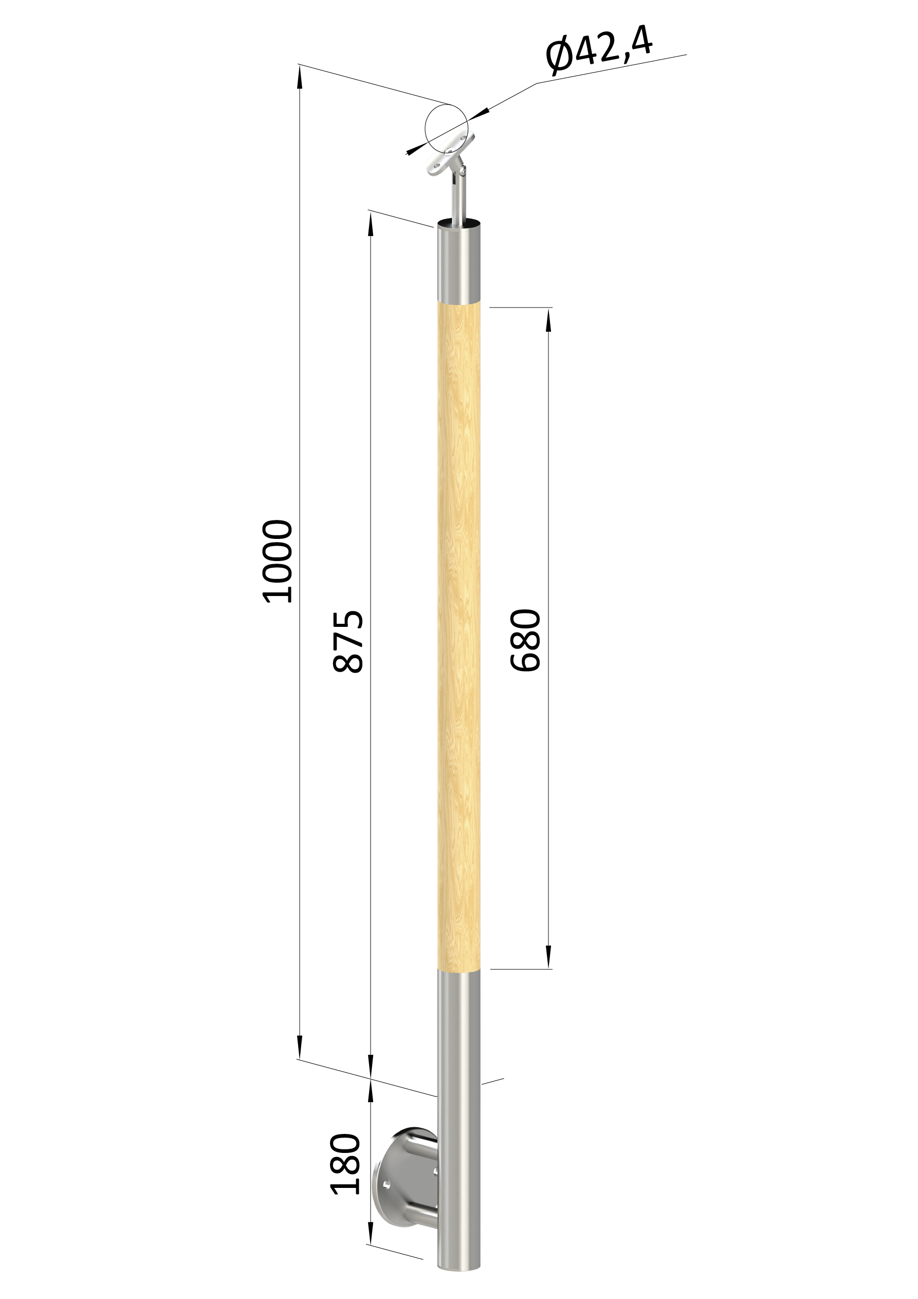Dřevěný sloup, vrchní kotvení, bez výplně