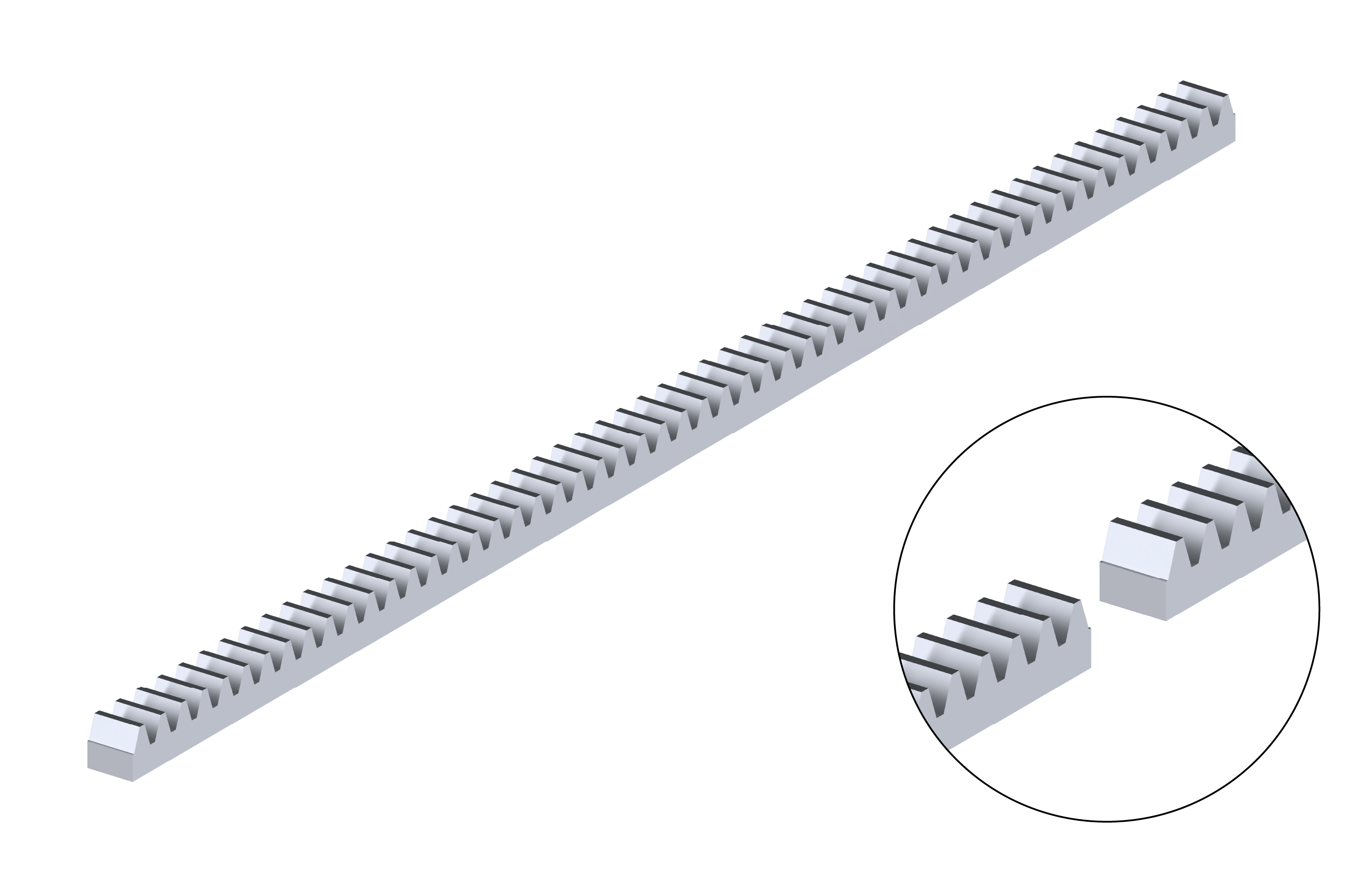 Hřeben kovový 30 x 30 mm, 1000 mm, pro pohony s pastorkem M6, max. do 5000kg, pozinkovaný, cena za kus