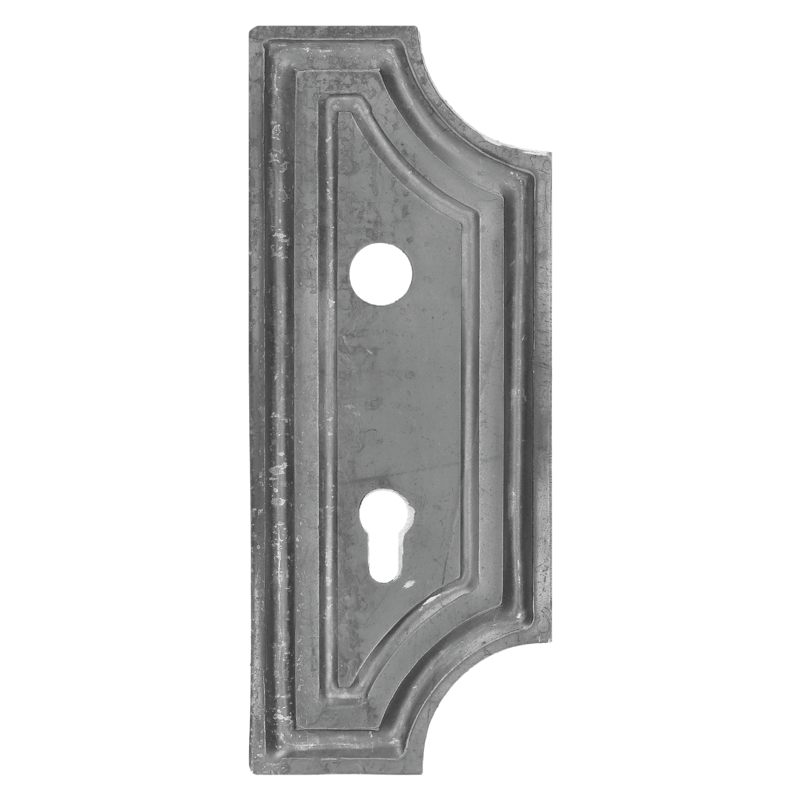 DOPRODEJ! Štítek s otvory na dveře-kovaný 280x112x3mm, rozteč 90mm, díra ø22 mm, pravý