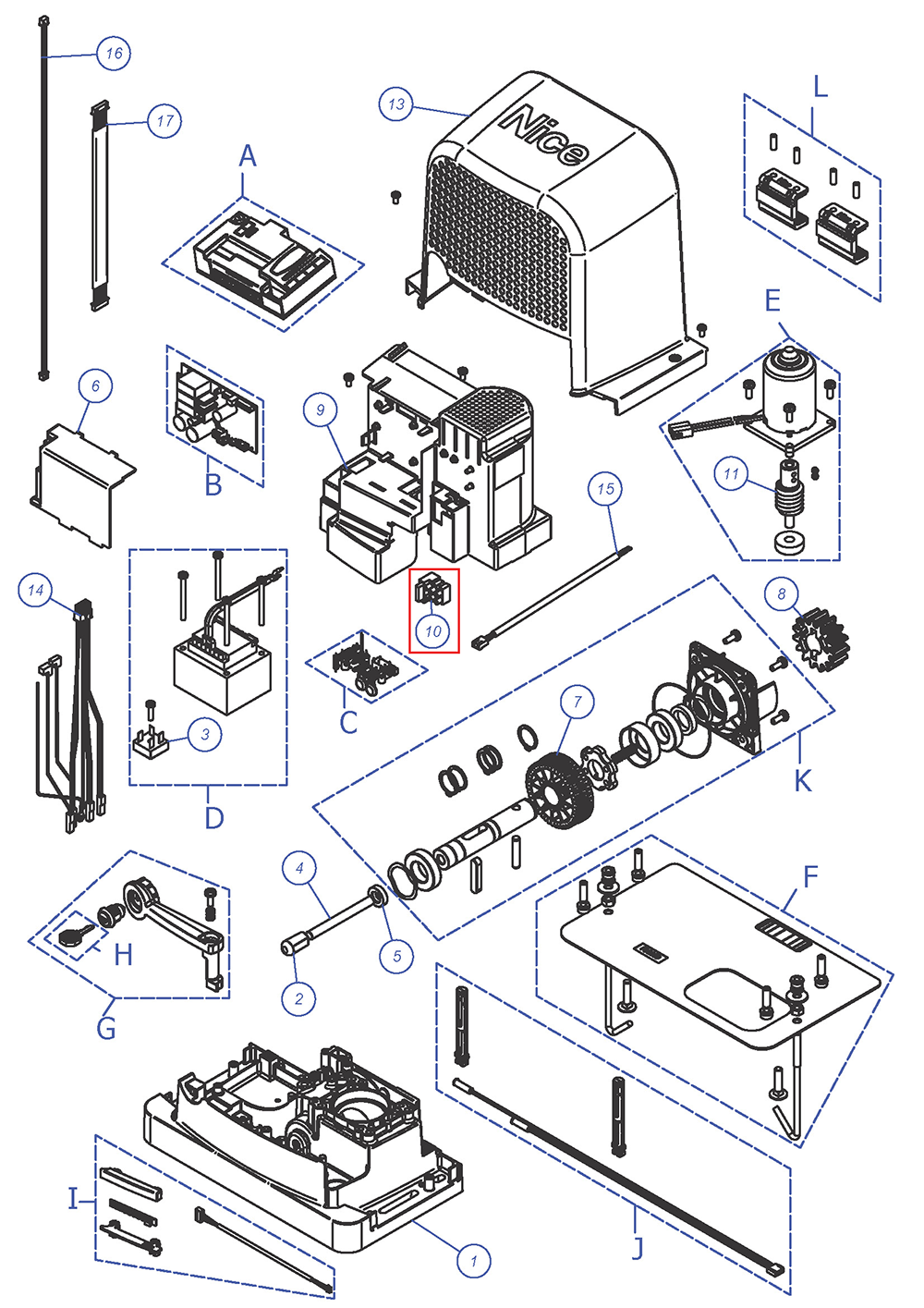 PFM-B.2213 Držák pojistky pro mnoho motorů NICE