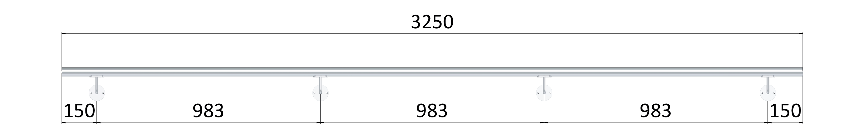 Madlo ø 42.4mm, L-3250mm, leštěná nerez AISI304