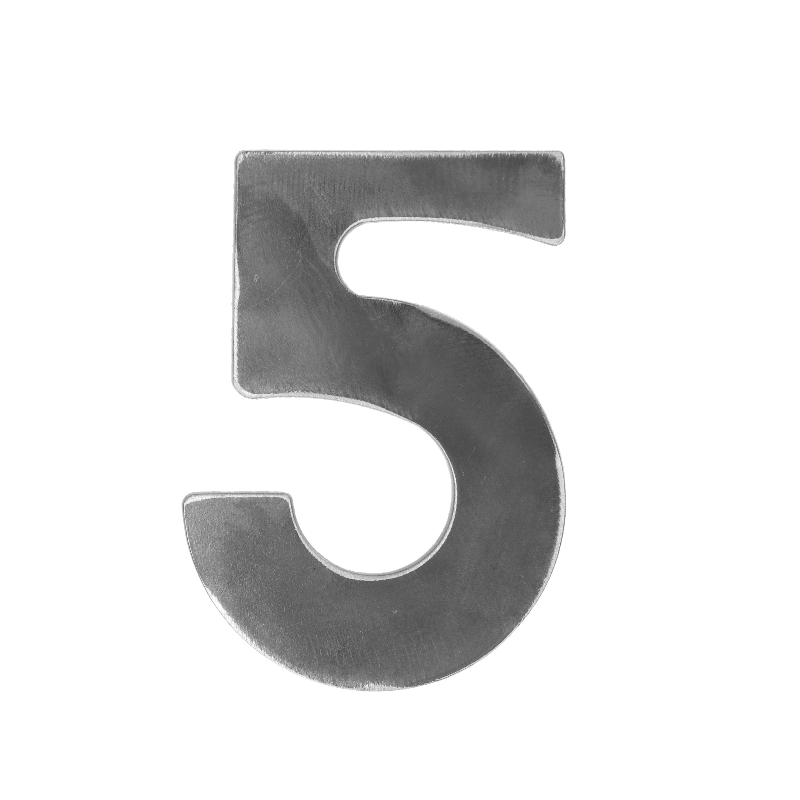 číslo domové 5,   120x80x3mm   hladké, bez povrchovej úpravy