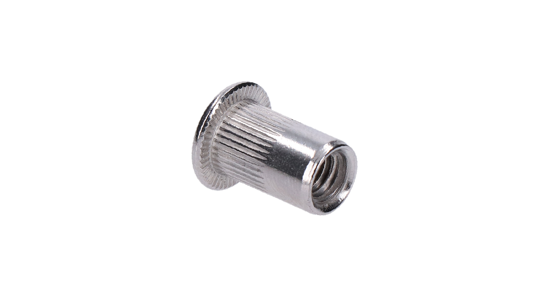 AISI304 nýtovací matice M6, plochá, rýhovaný dřík, L-13mm