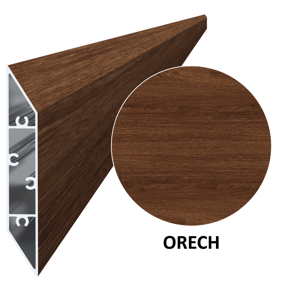 Al profil 108 x 16 x 6000 mm, lak se strukturou OŘECH