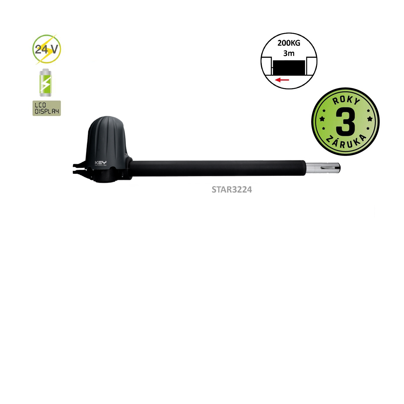 Levý pohon (BEZ ENCODERA) pro křídlovou bránu do 3m/křídlo