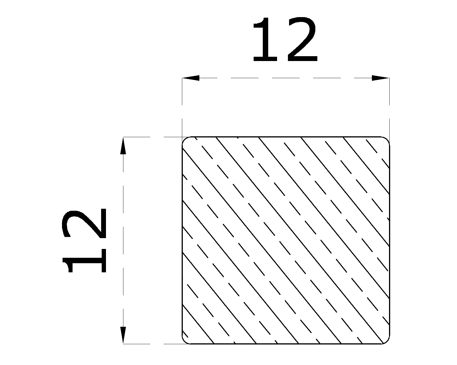 DOPREDAJ! Štvorhran 12 x 12 x 3000 mm, bez úpravy AISI 304