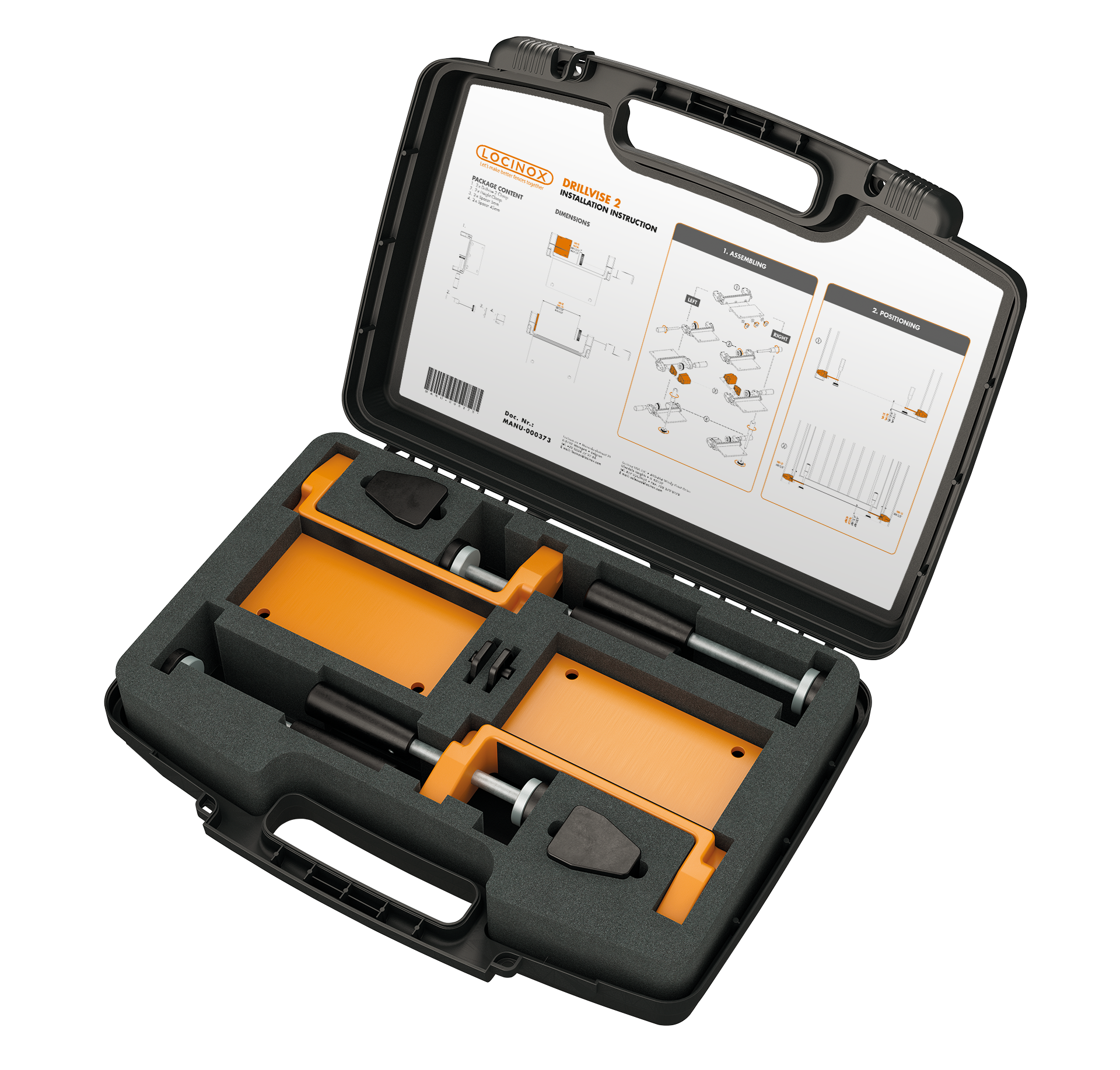 LOCINOX® DRILLVISE-2 Sada zesílených ocelových svěrek s polohovací výškovou podpěrou, 2 KS v balení