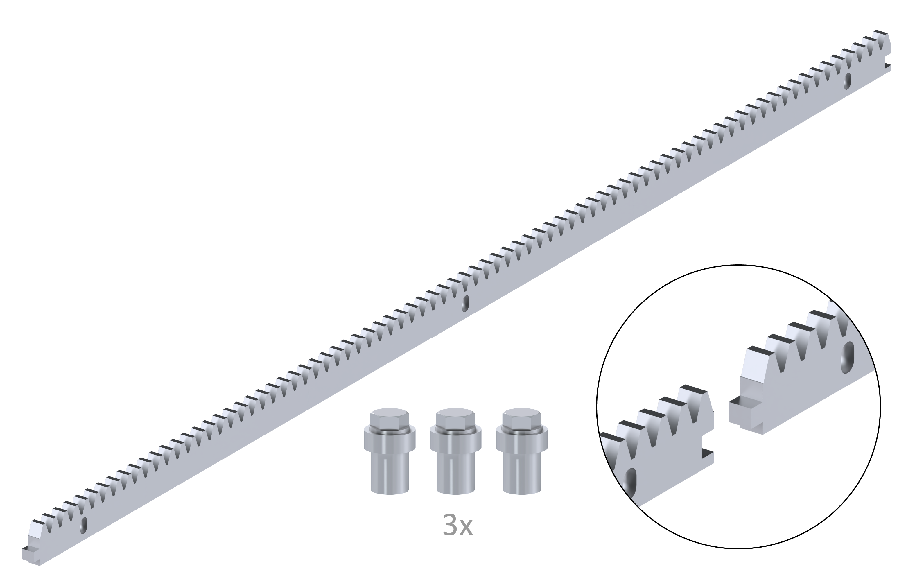Hřeben kovový 30 x 10 mm, 3x úchyt + šrouby,  1000 mm, Zn, max. do 1700 kg, se zámkem