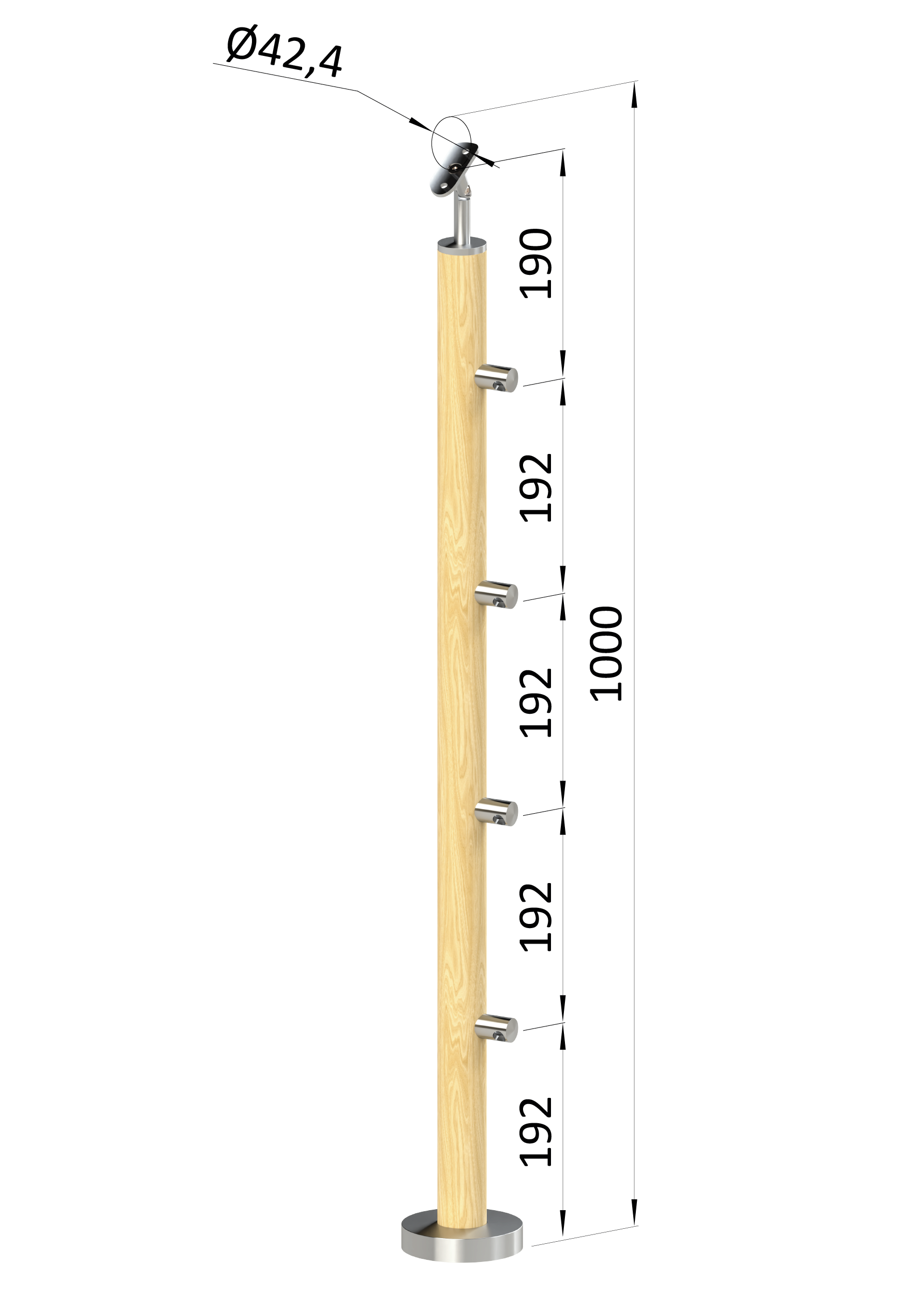 Dřevěný sloup, vrchní kotvení, 4řadový, průchozí