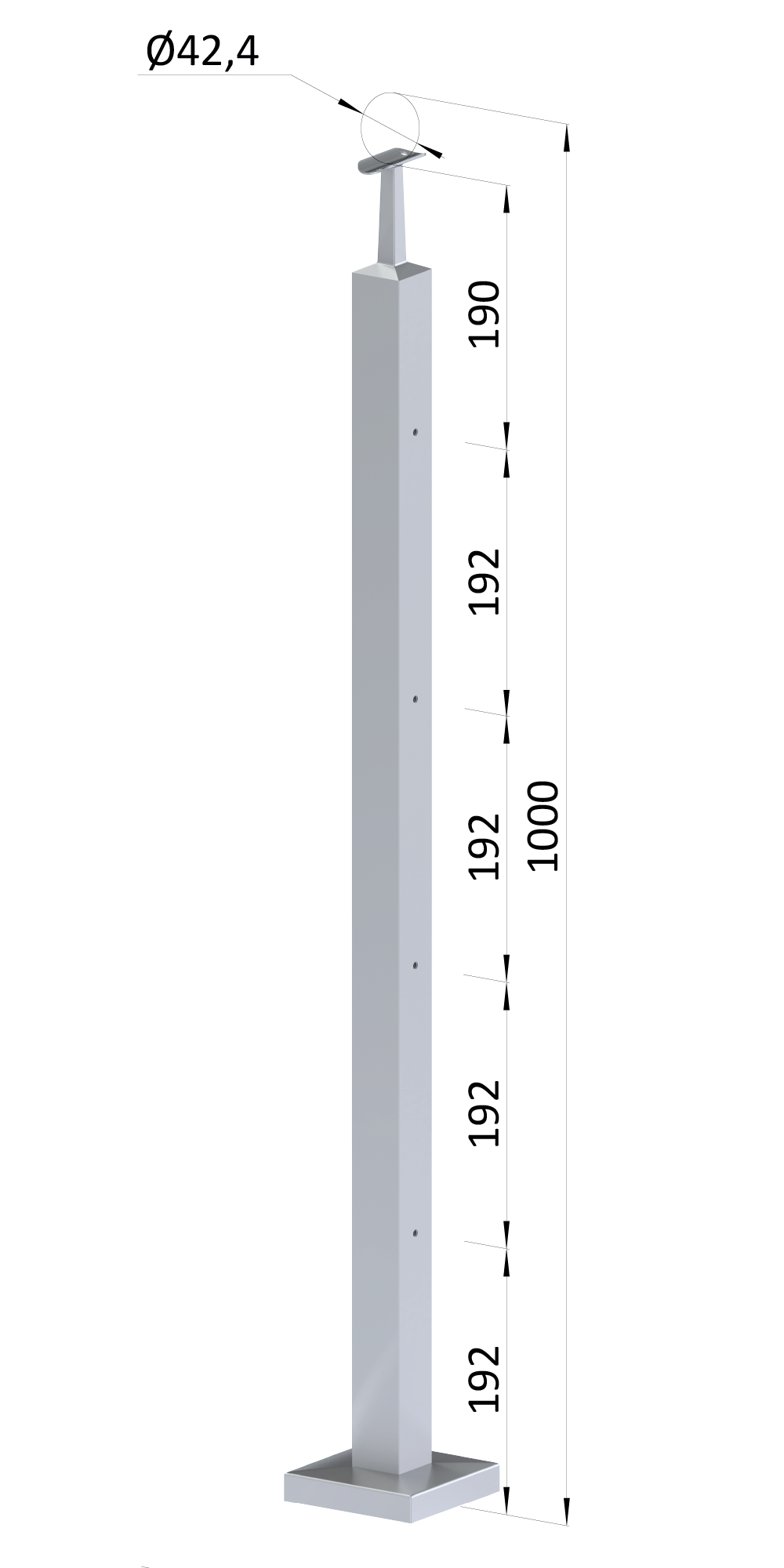 Nerezový sloup, vrchní kotvení, 4řadový M6