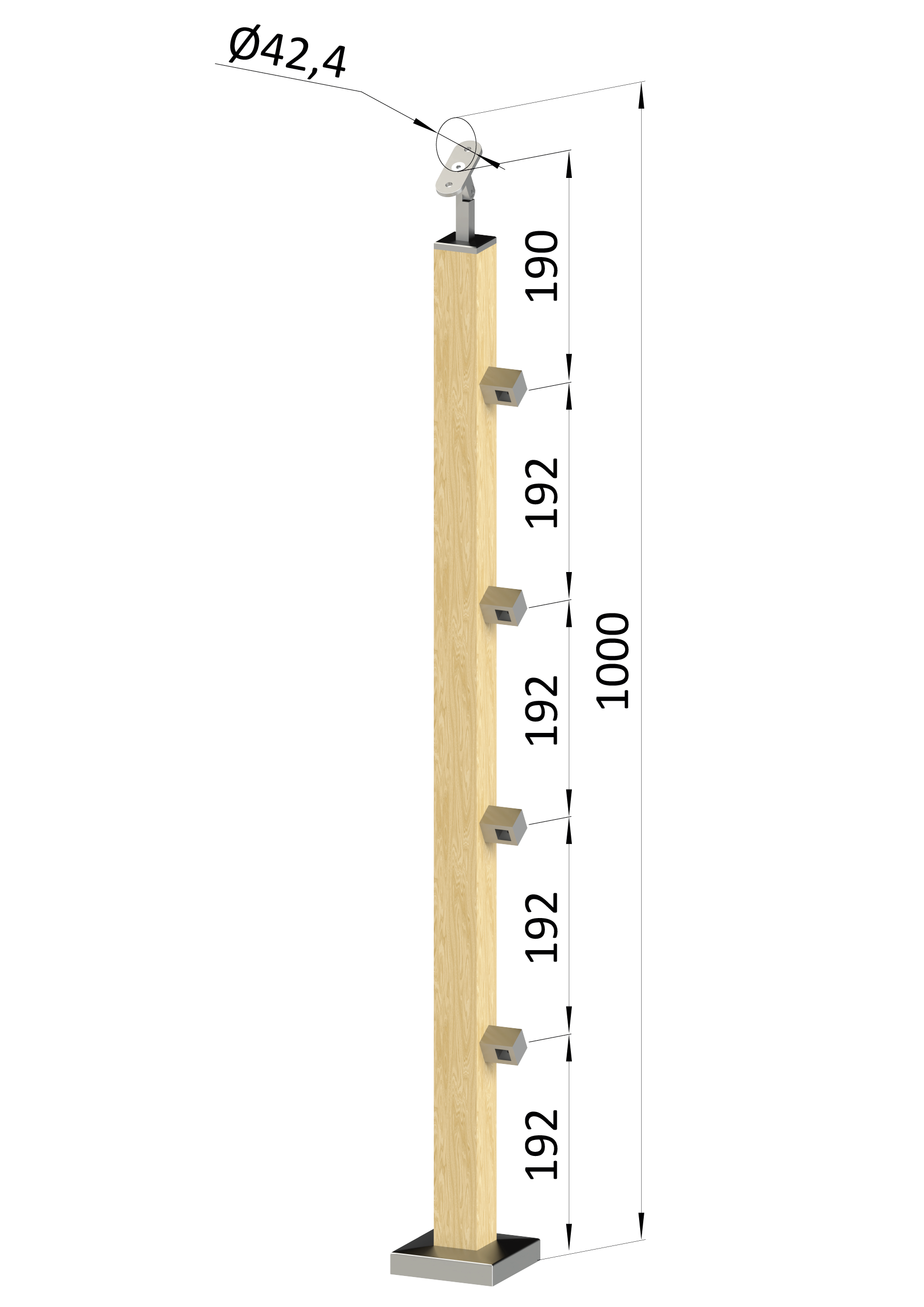 Dřevěný sloup, vrchní kotvení, 4řadový, průchozí