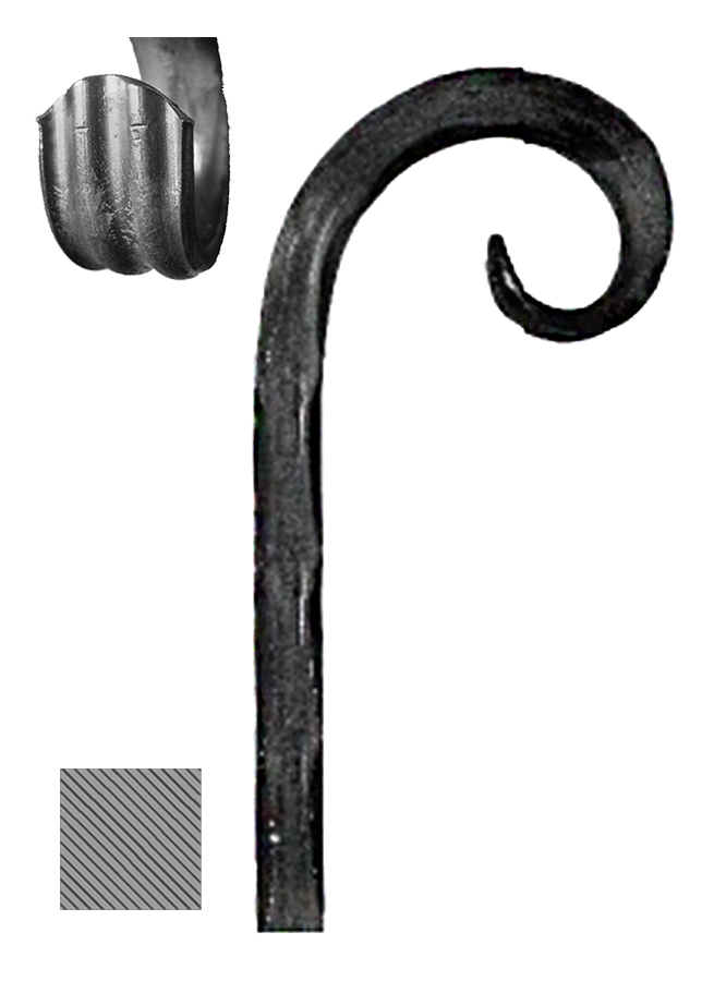 Kovaný prvek 12 x 12 mm, 200 x 75 mm, hladký