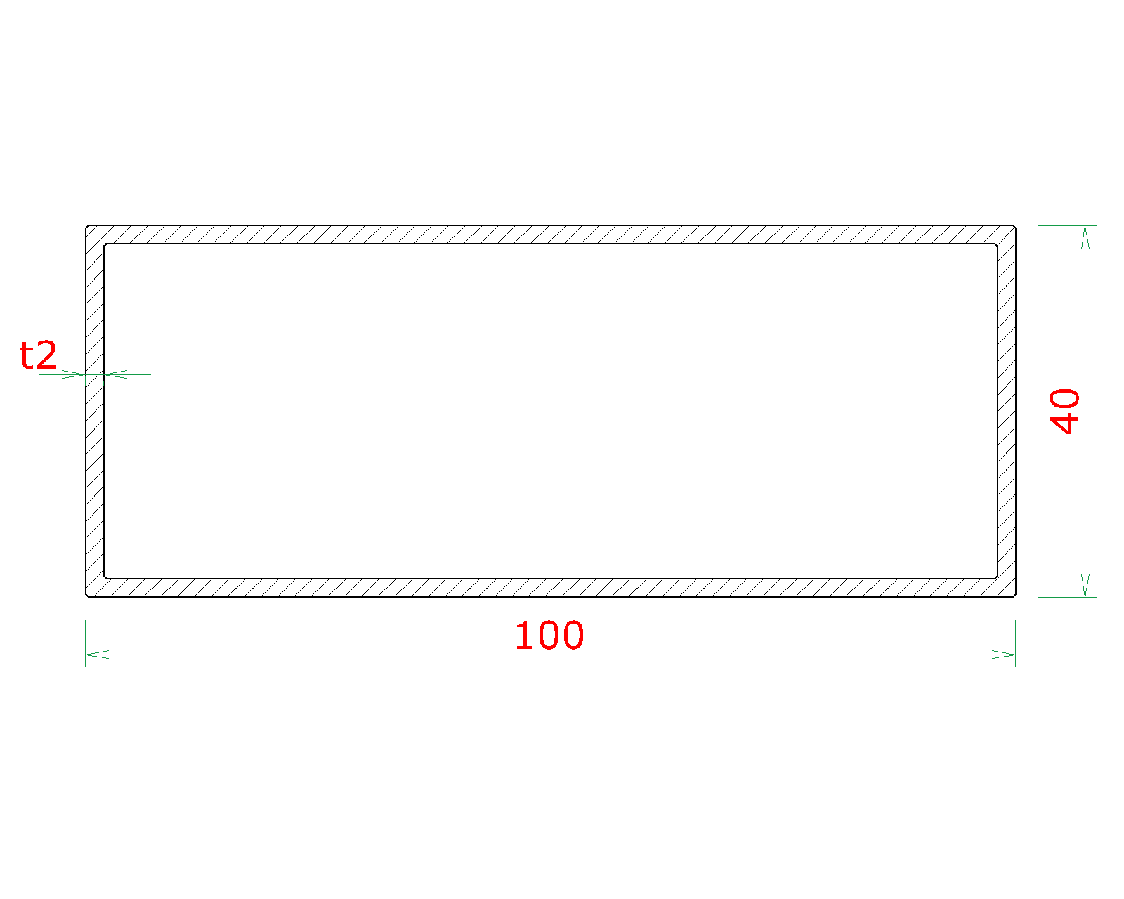 DOPREDAJ Profil 100 x 40 x 2 x 1000 mm, brúsená AISI 304