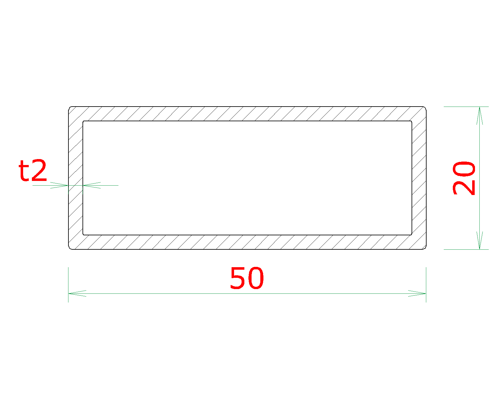 DOPREDAJ Profil 50 x 20 x 2 x 2000 mm, brúsená AISI 304